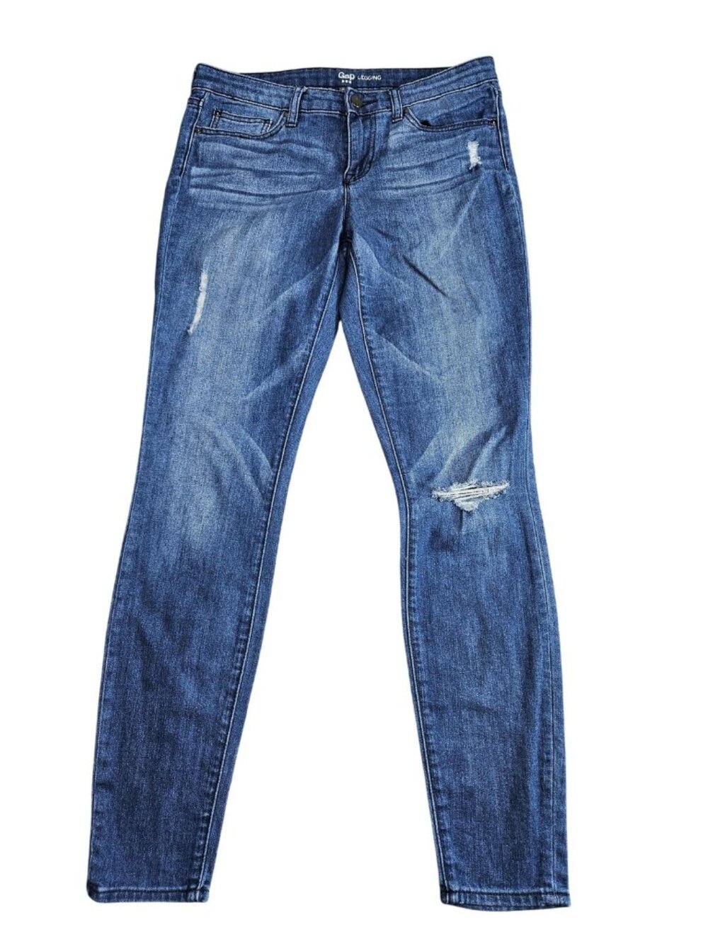 Gap Legging Jegging Jeans Womens 6/28R Blue Med Wash Mid Rise Distressed Stretch